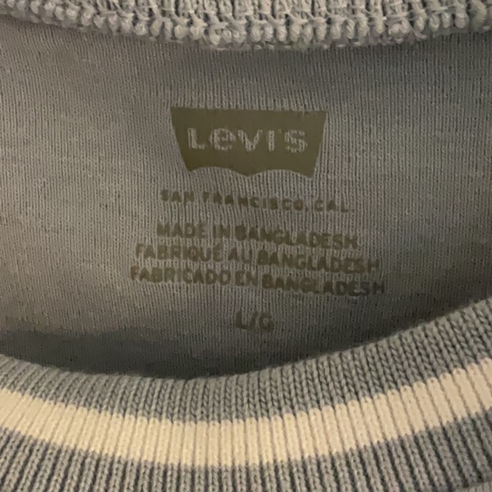 Levi’s Slim Fit Cotton Tee, Size L, Light Blue/White Trim, NWT - Picture 5 of 8